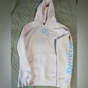 Light Pink Overtime Hoodie with Blue Logo